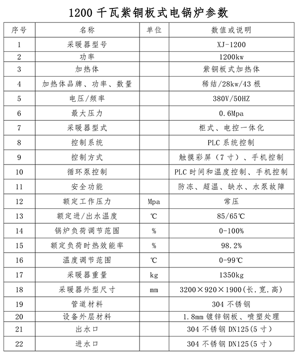 1200kw紫銅板式電鍋爐