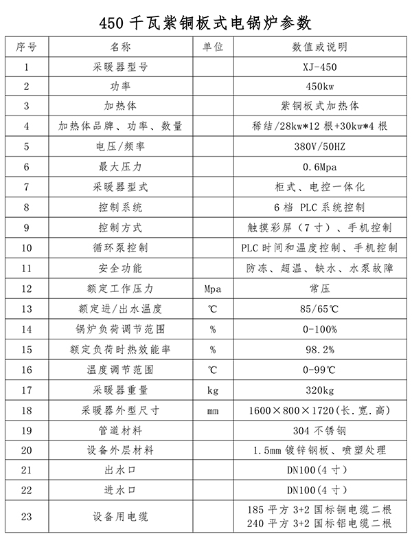 450kw紫銅板式電鍋爐